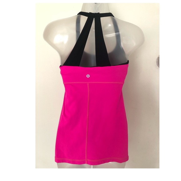 EUC! LULULEMON BRIGHT PINK & BLACK TANK TOP - Picture 2 of 5